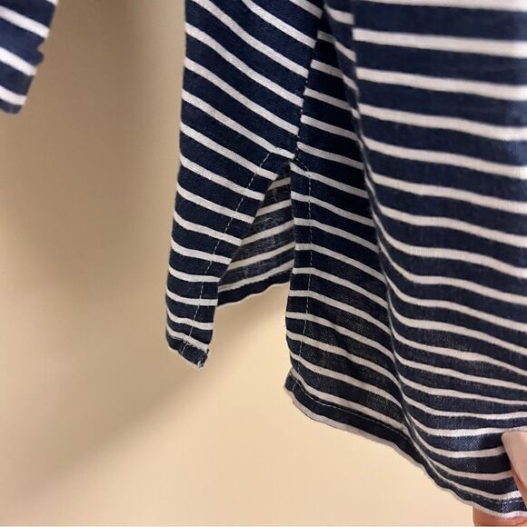 - Talbots blue/white striped linen embroidered top Sz XL - Picture 5 of 9